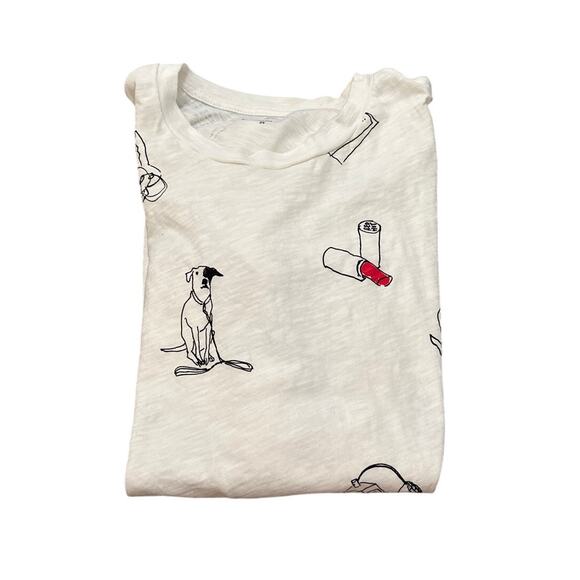 J.Crew Novelty Print Short Sleeve Tee Shirt Size Medium - Picture 1 of 5